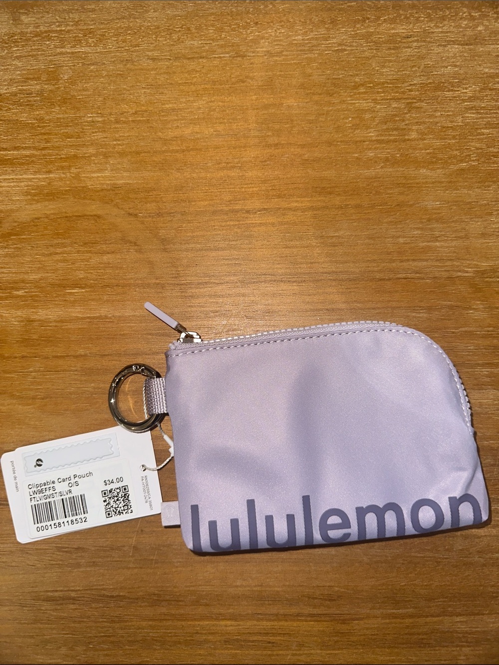 Lululemon Lavender Clipable Card Key Wallet Pouch